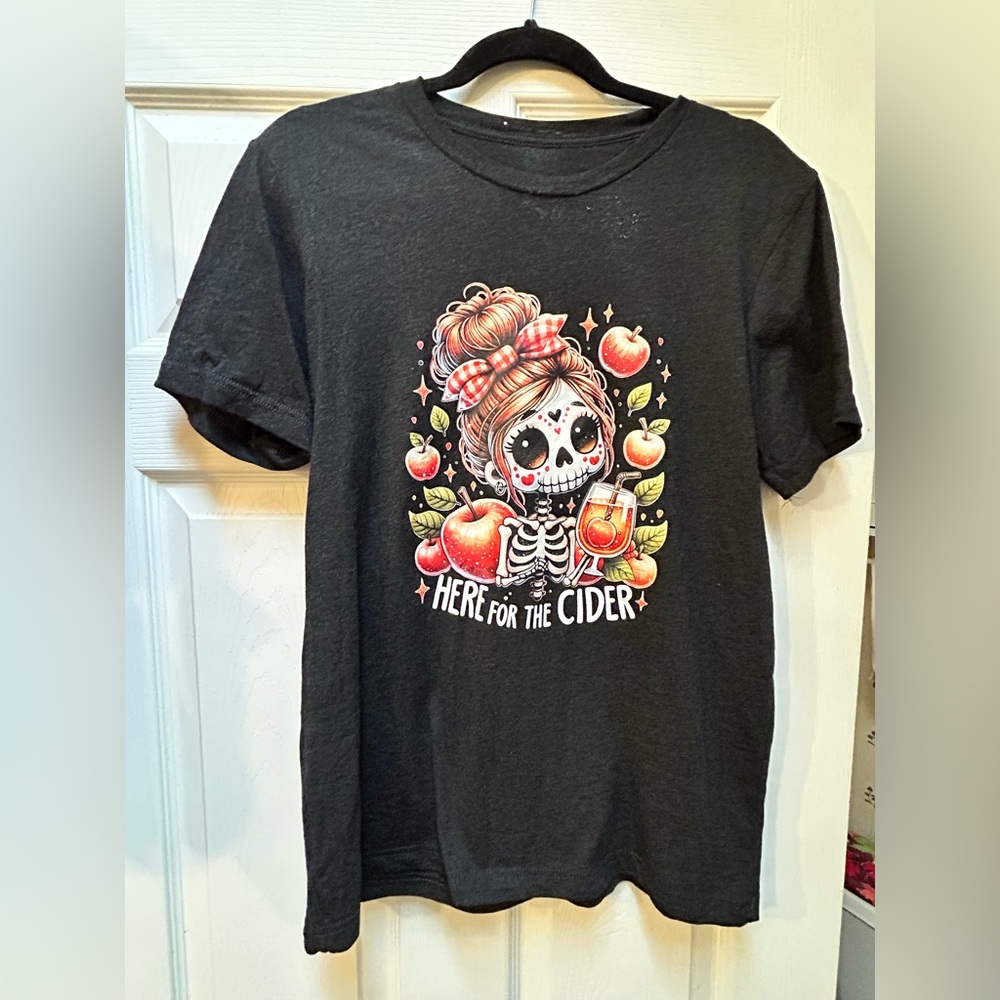 Constantly Varied Gear Black Tee with Skeleton and Apple Design